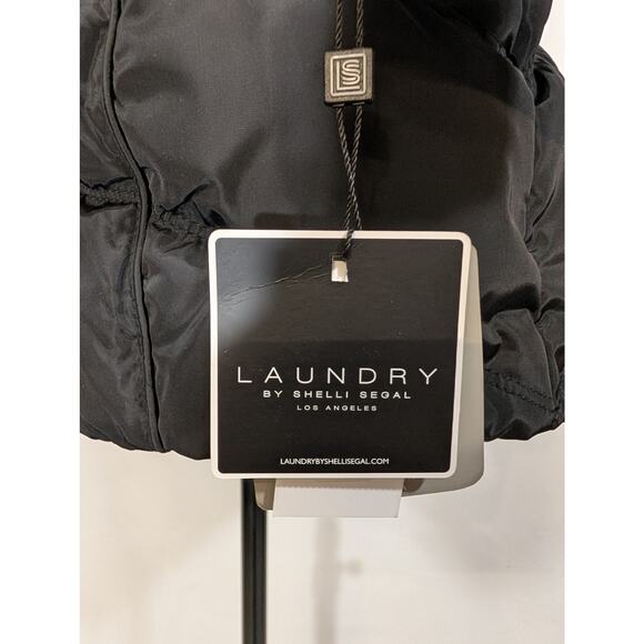 Laundry by Shelli Segal Black Faux Fur Trim Puffer Coat XS NWT - Picture 6 of 12